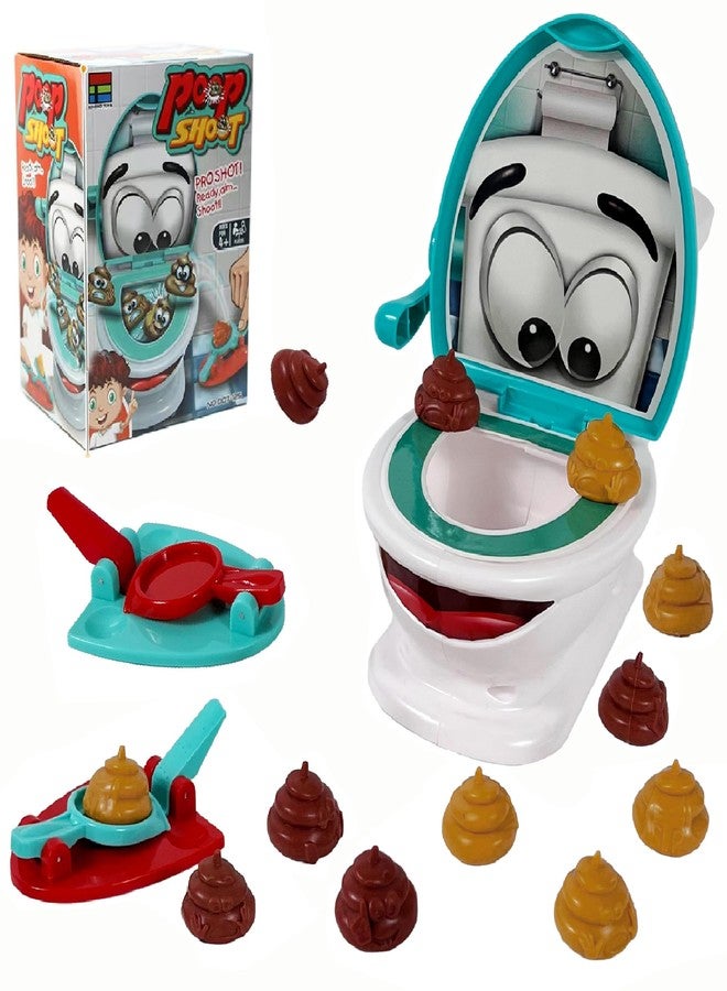 VIPAMZ Poop Toy Shoot Game - Funny Poop Toys for Kids & Adults, Skill Building Toilet Game, Ages 4+, Includes 12 Soft Poops, 2 Launchers - Image 1